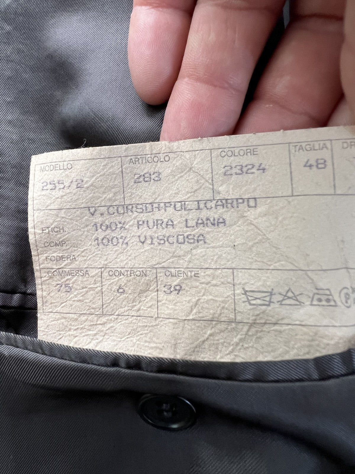 Policarpo Abito Uomo Nero in Lana – Taglia 48