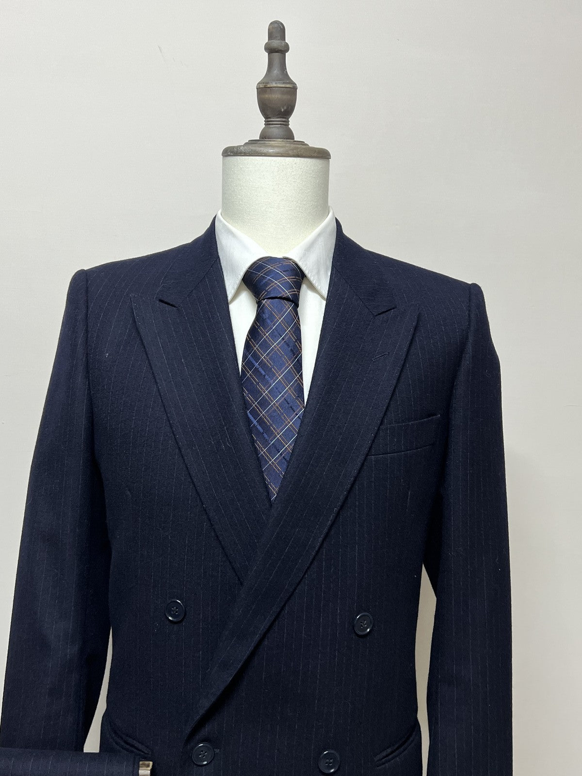 Lubiam Abito Uomo Blu navy in Lana Gessato – Taglia 48