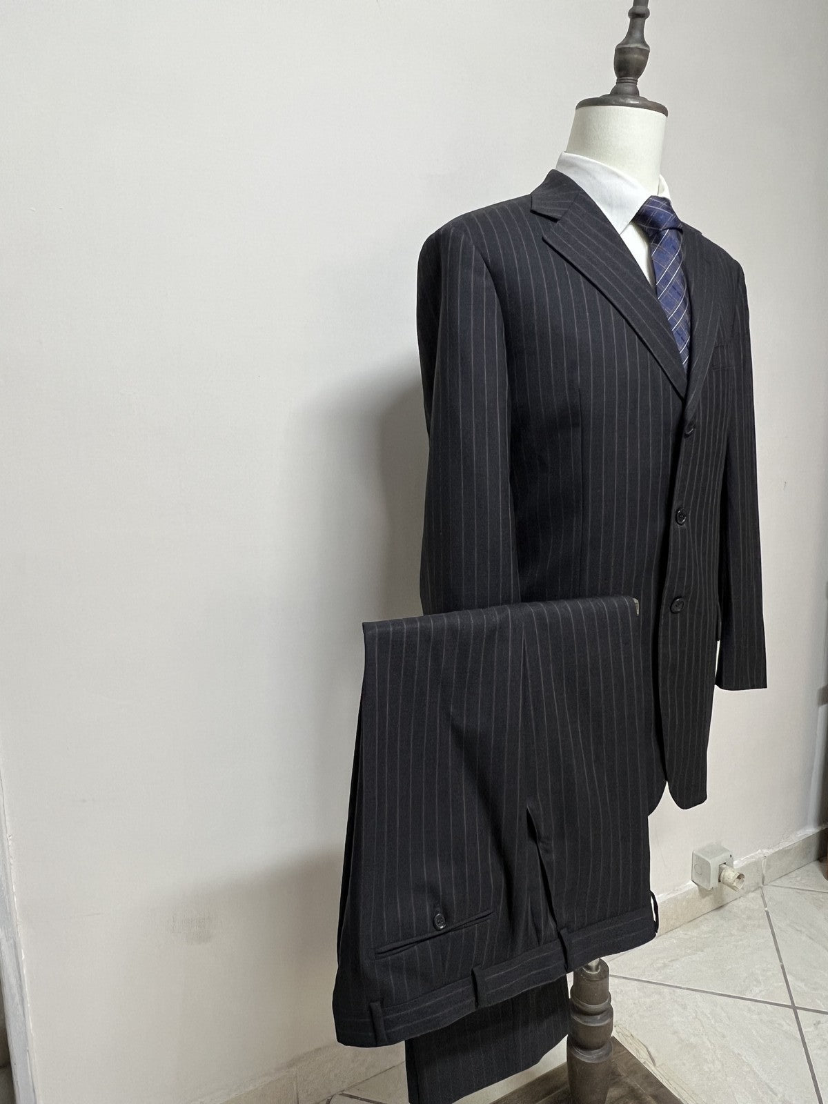 No Brand Abito Uomo Blu navy in Lana Gessato – Taglia 54
