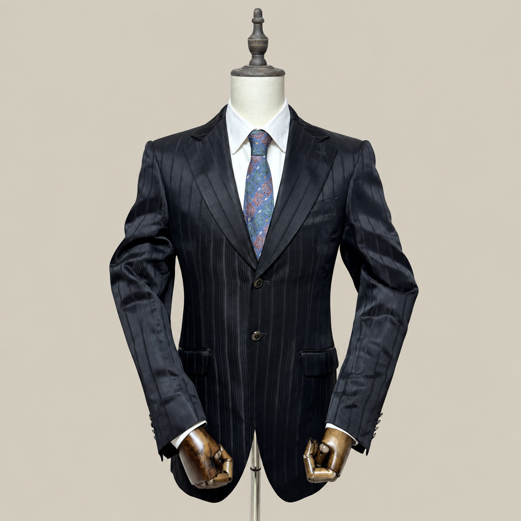 Carlo Pignatelli Giacca Uomo Nero Gessato – Taglia 44