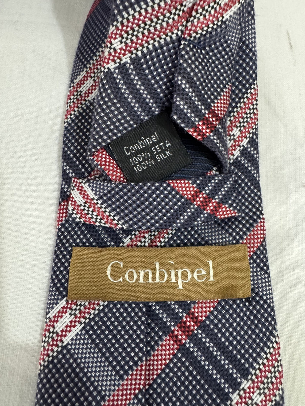 Conbipel Cravatta Blu navy in Seta Scozzese