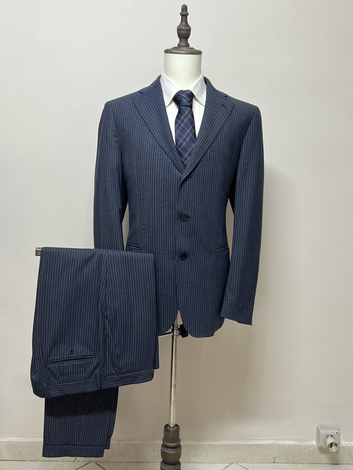 Lardini Abito Uomo Blu navy in Lana Gessato – Taglia 52