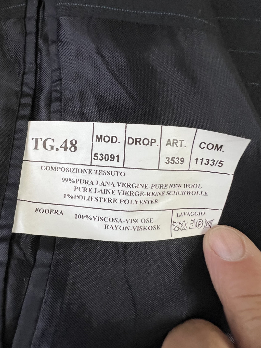 Devonshire Abito Uomo Blu navy in Lana – Taglia 48