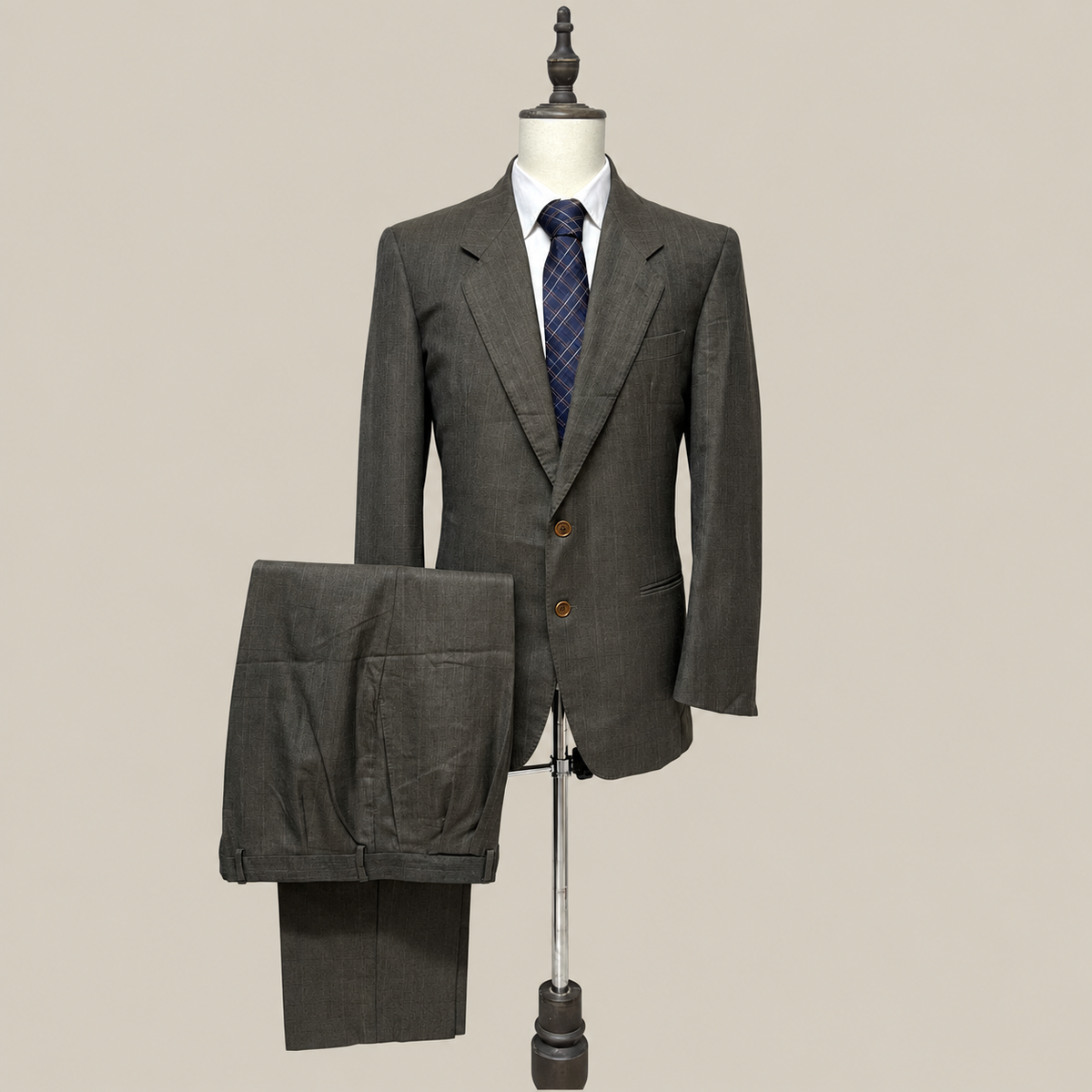 Loro Piana Abito Uomo Marrone in Lana Gessato – Taglia 52