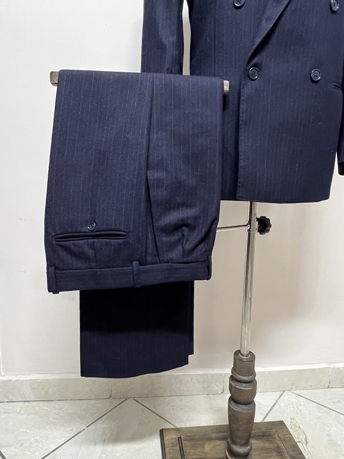Lubiam Abito Uomo Blu navy in Lana Gessato – Taglia 48