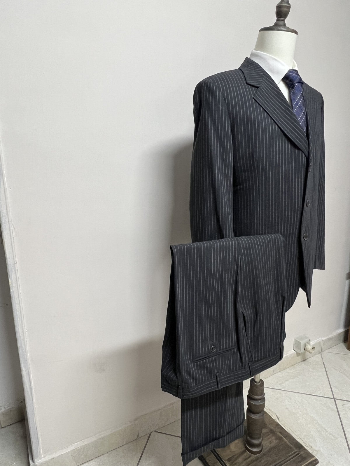 Mosori Abito Uomo Blu navy in Lana Gessato – Taglia 54