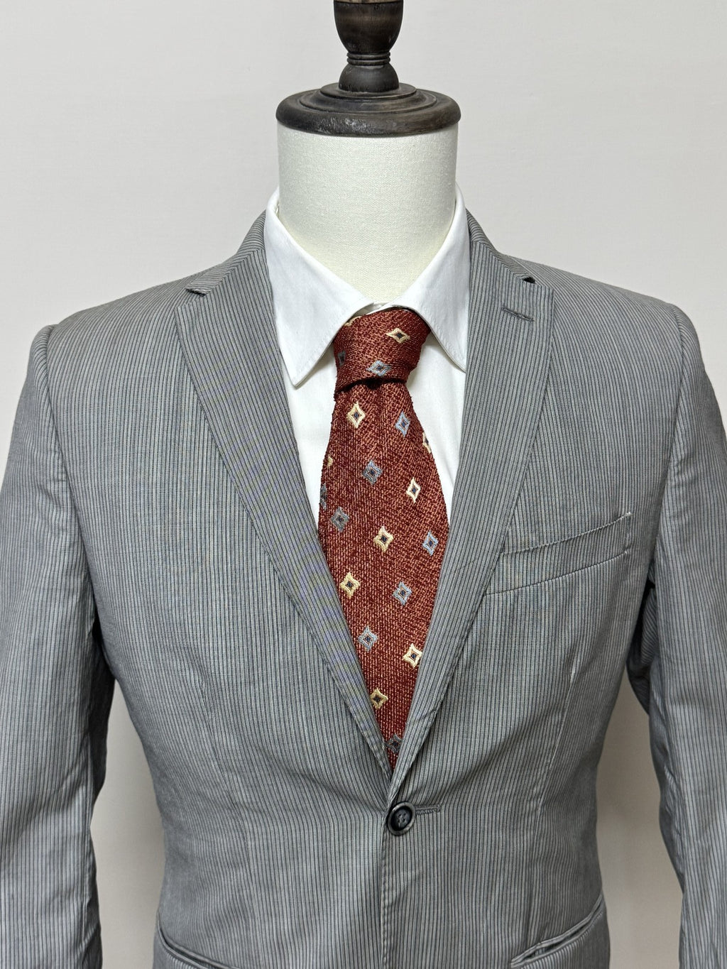 Marzotto Giacca Uomo Grigio in Lana Gessato – Taglia 46