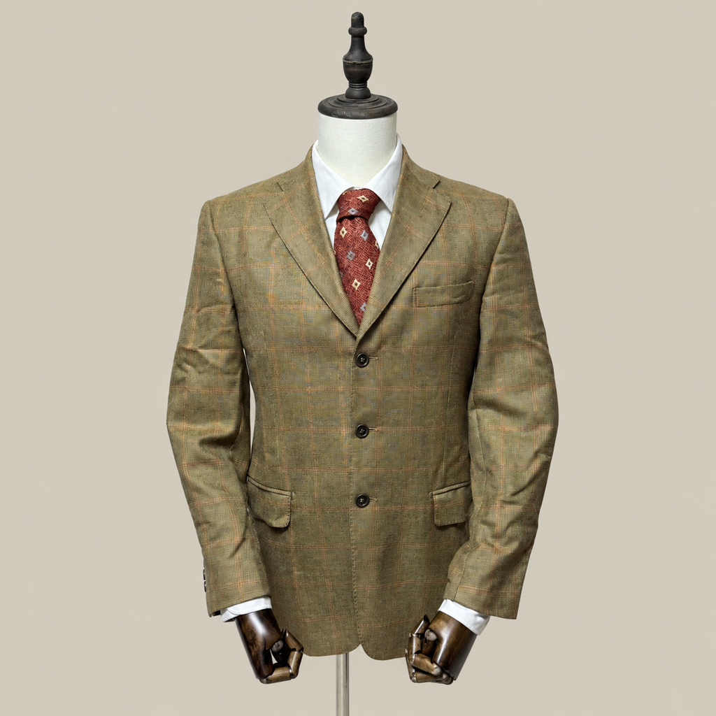 Ermenegildo Zegna Giacca Uomo Marrone in Cashmere Quadri – Taglia 46