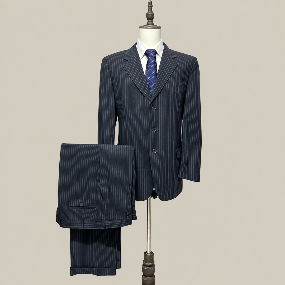 Mosori Abito Uomo Blu navy in Lana Gessato – Taglia 54