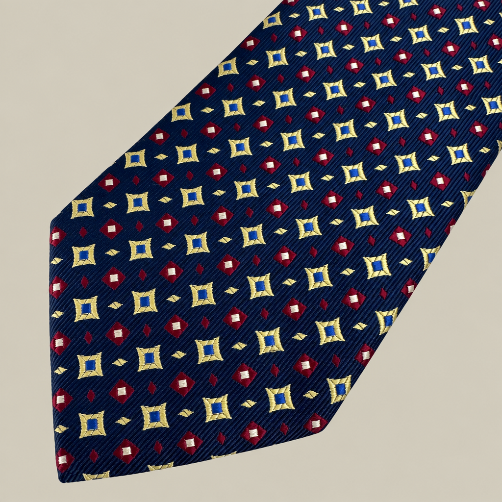 Testa Cravatta Blu navy Geometrico