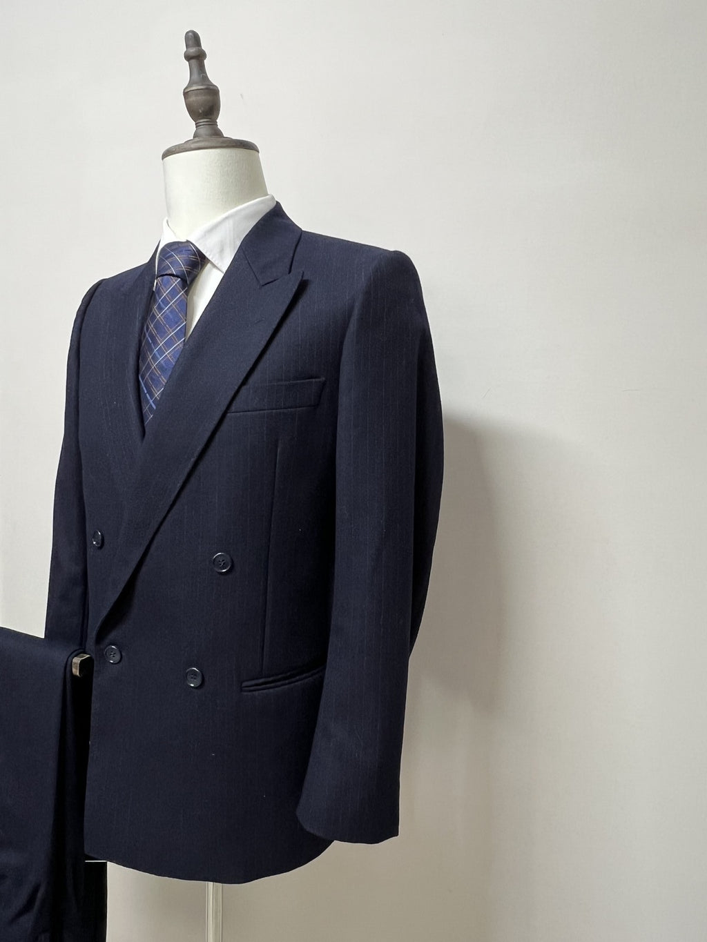 Lubiam Abito Uomo Blu navy in Lana Gessato – Taglia 48