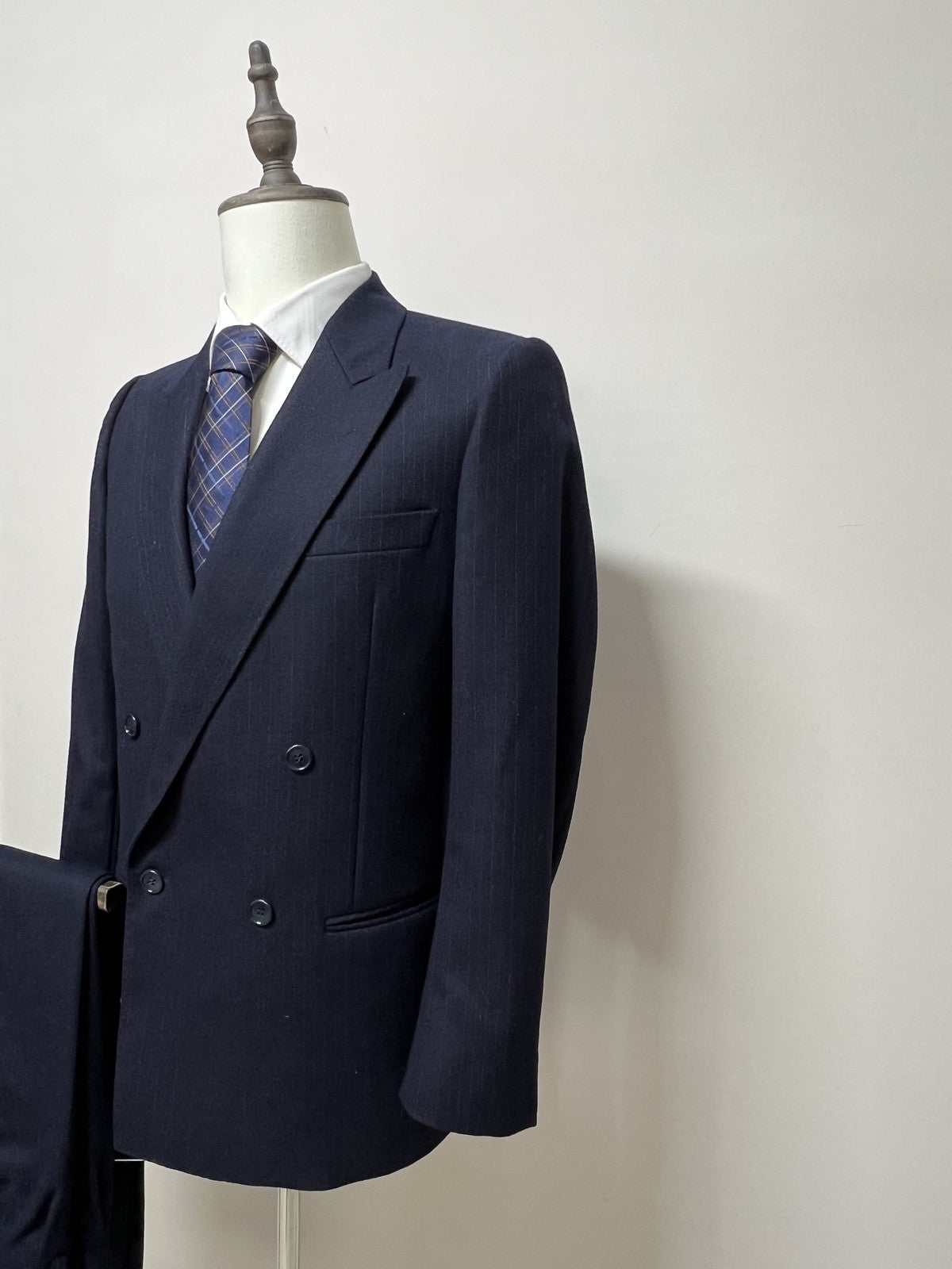 Lubiam Abito Uomo Blu navy in Lana Gessato – Taglia 48
