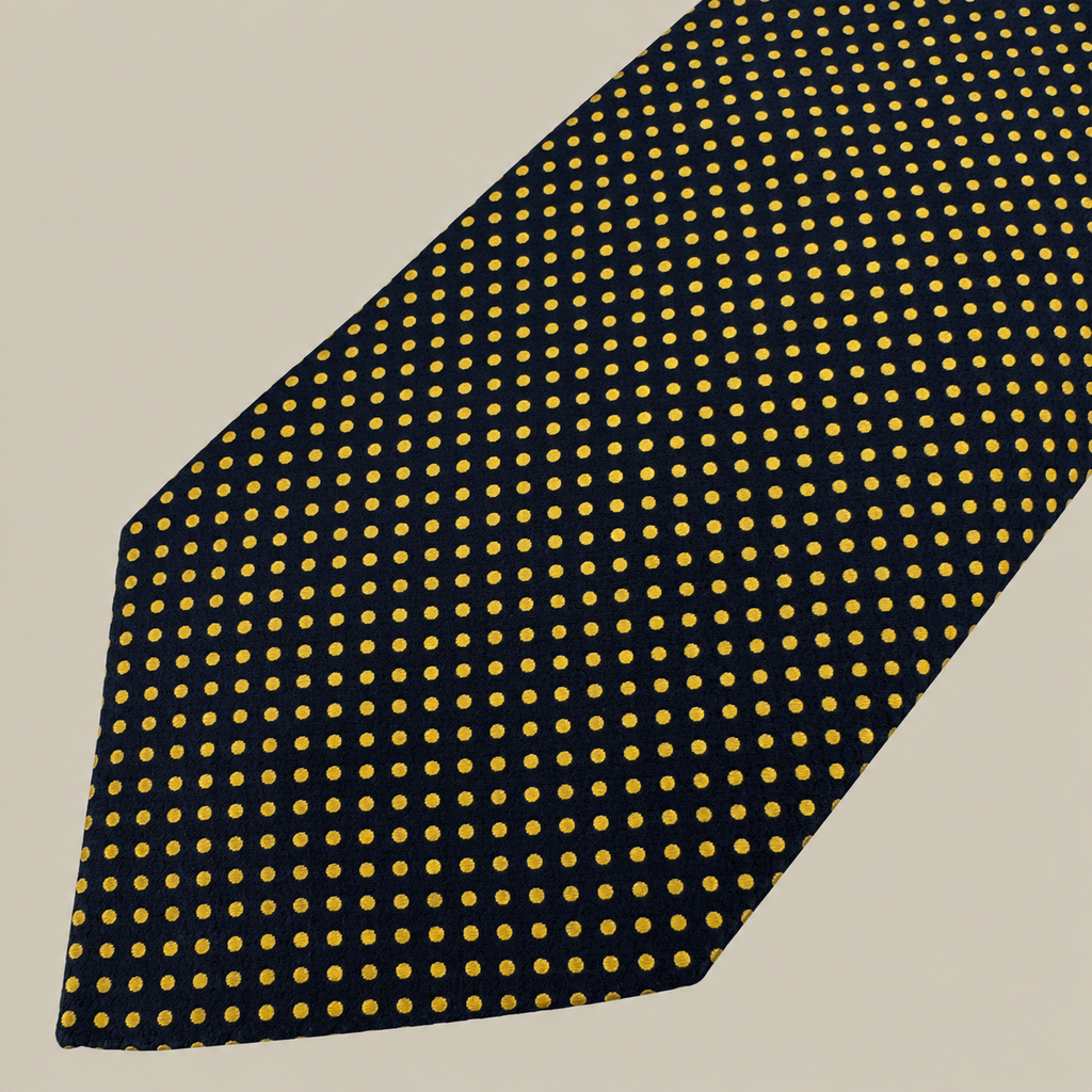 SavilleRow Cravatta Blu navy in Seta Pois