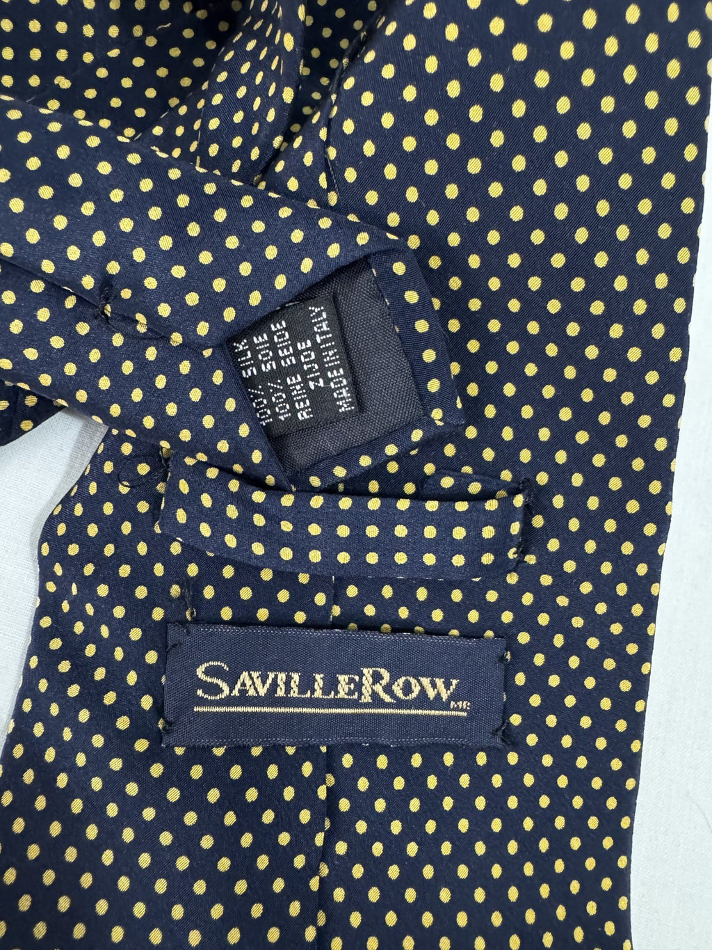 SavilleRow Cravatta Blu navy in Seta Pois