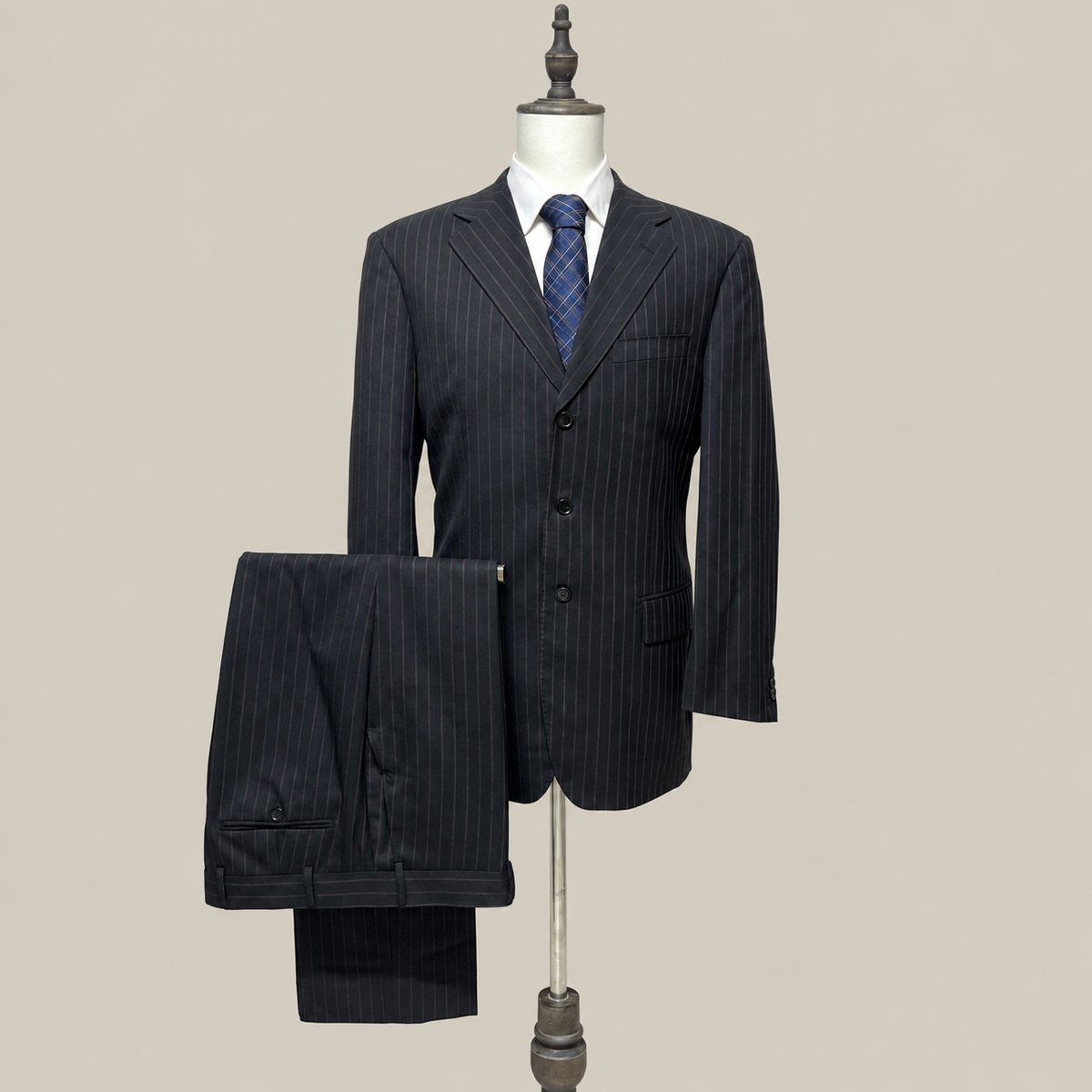 No Brand Abito Uomo Blu navy in Lana Gessato – Taglia 54