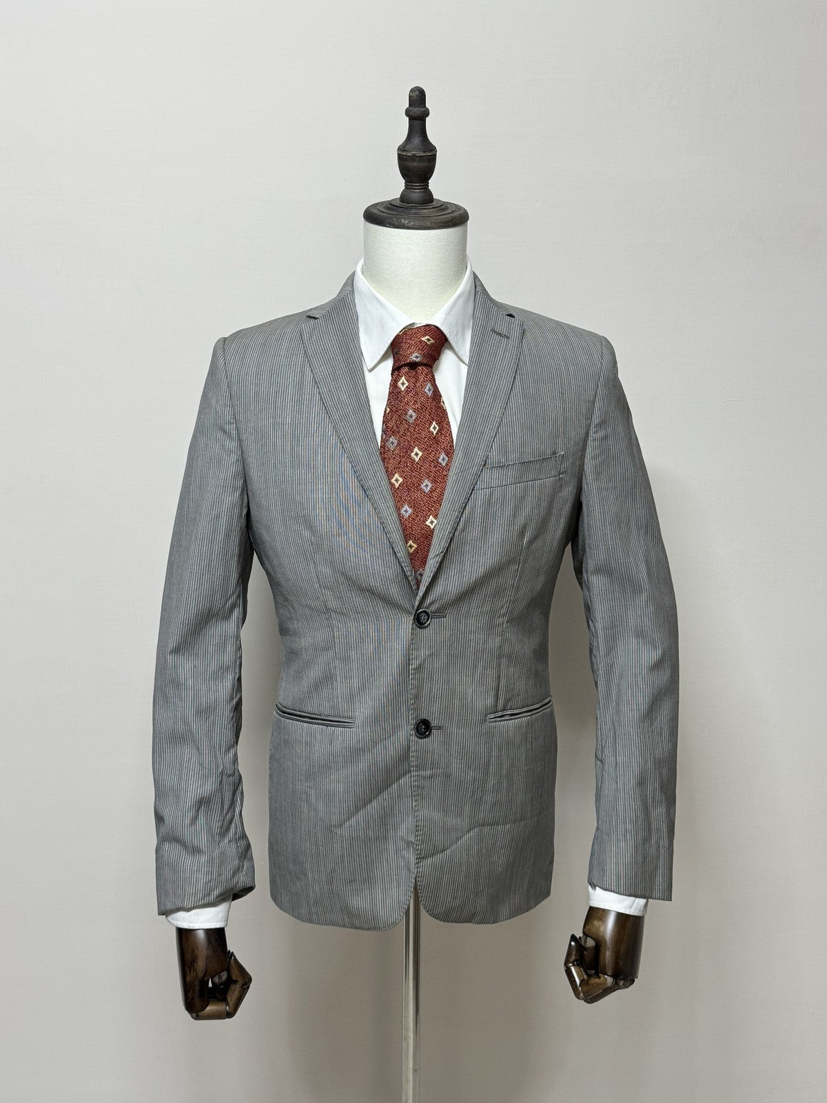 Marzotto Giacca Uomo Grigio in Lana Gessato – Taglia 46