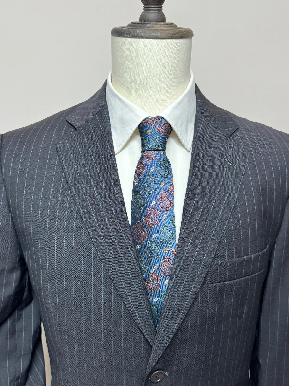 Abito Uomo Angelico Super 100’s Gessato Grigio Antracite Taglia 52 Made in Italy (MA67)