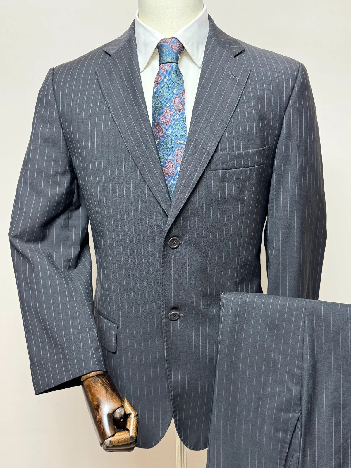 Abito Uomo Angelico Super 100’s Gessato Grigio Antracite Taglia 52 Made in Italy (MA67)