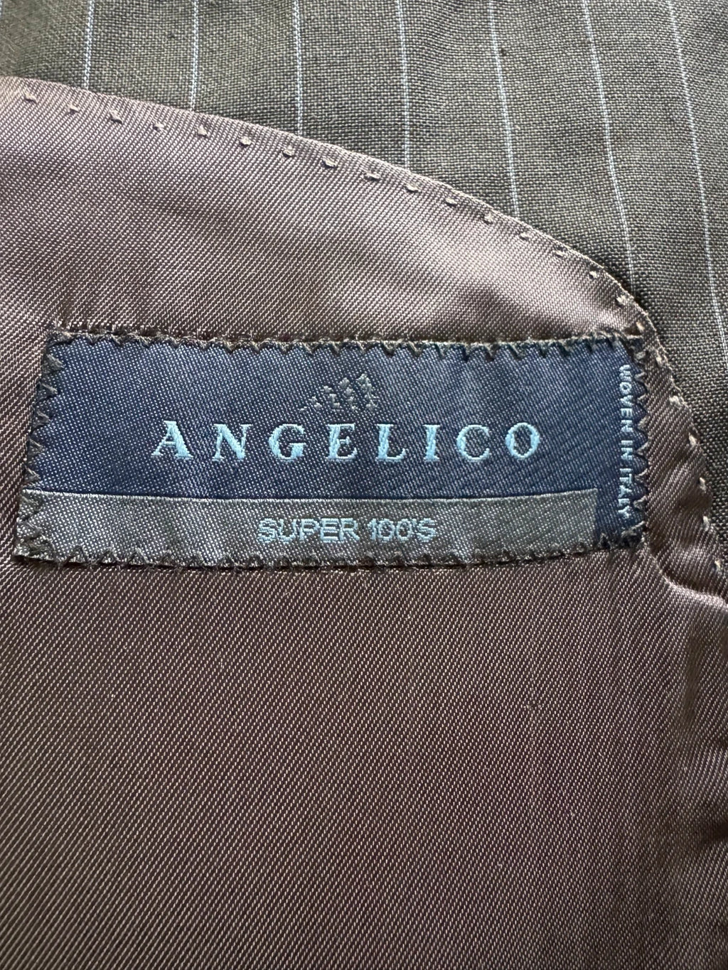 Abito Uomo Angelico Super 100’s Gessato Grigio Antracite Taglia 52 Made in Italy (MA67)