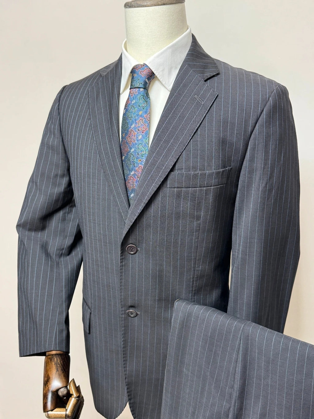 Abito Uomo Angelico Super 100’s Gessato Grigio Antracite Taglia 52 Made in Italy (MA67)