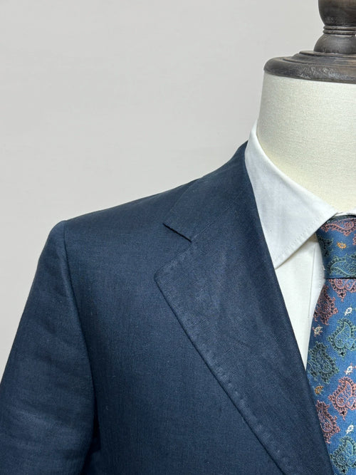 Abito Uomo Barbieri trend Milano 100% Lino blu Taglia 52 Made in Italy (MA69)