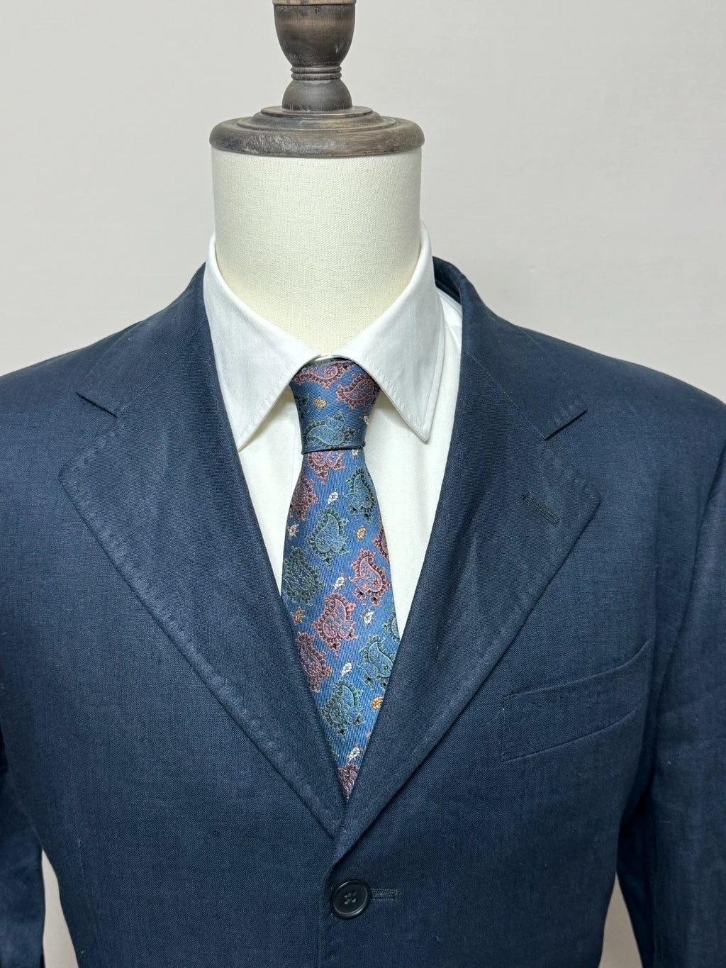 Abito Uomo Barbieri trend Milano 100% Lino blu Taglia 52 Made in Italy (MA69)