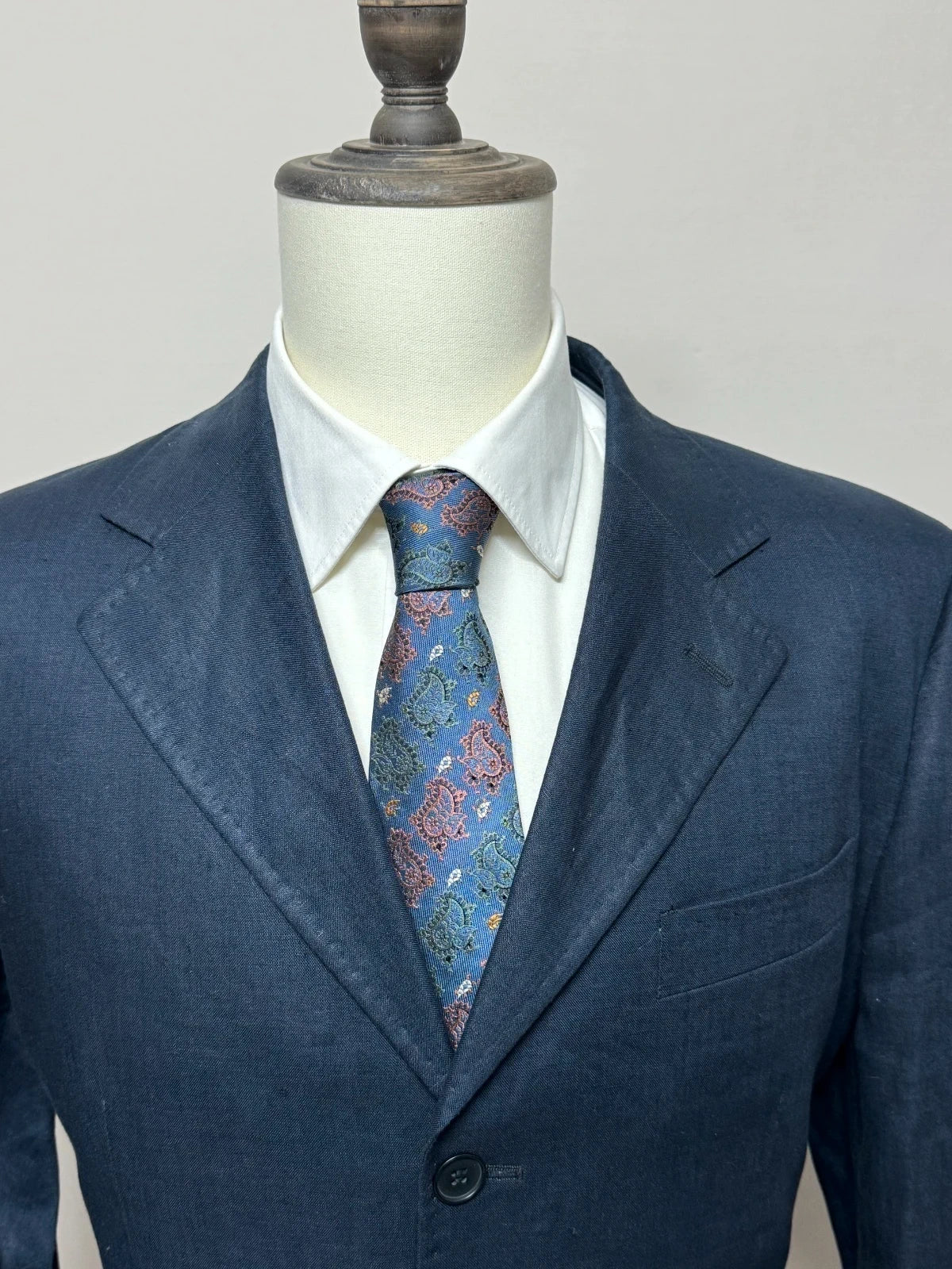 Abito Uomo Barbieri trend Milano 100% Lino blu Taglia 52 Made in Italy (MA69)