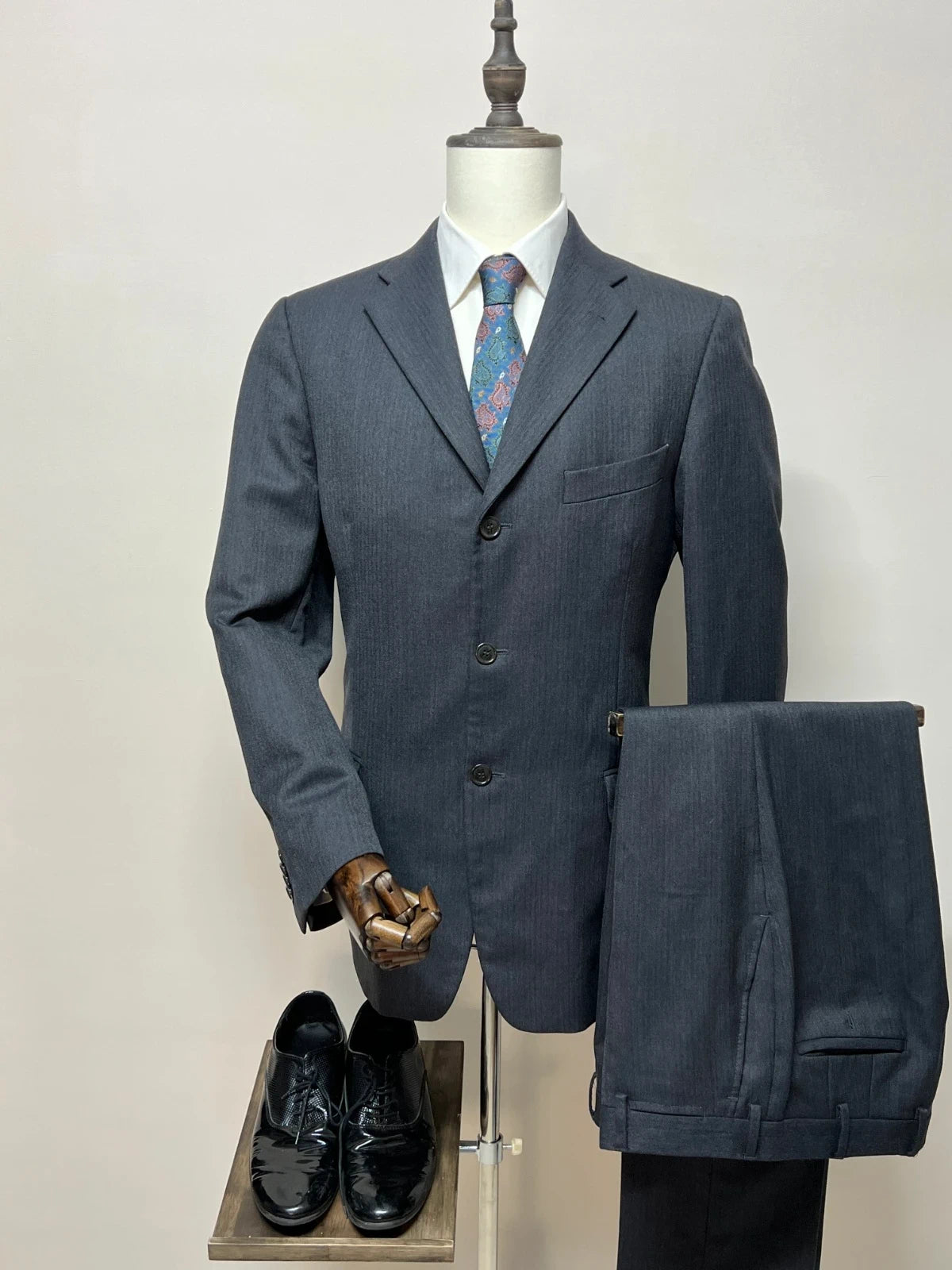 Abito Uomo BM Taurian milano Super 100's Grigio Gessato Elegante Taglia 52 (MA96)