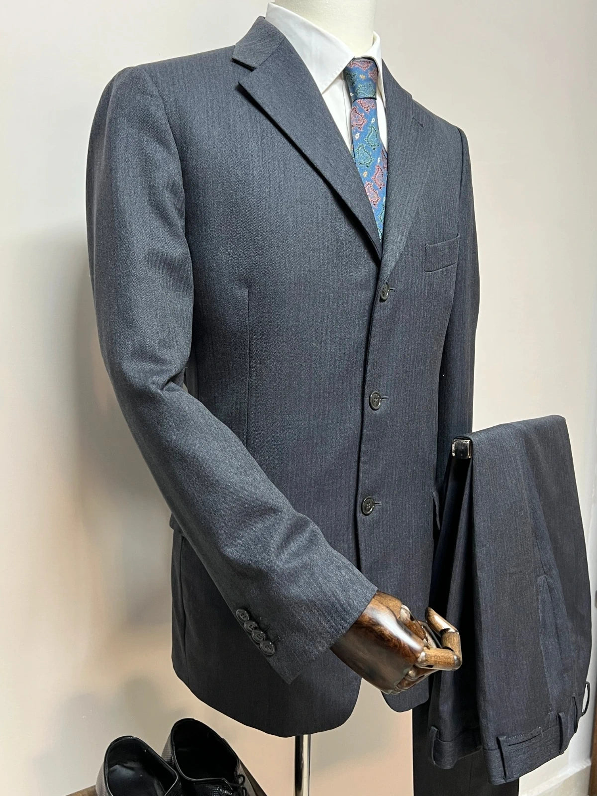 Abito Uomo BM Taurian milano Super 100's Grigio Gessato Elegante Taglia 52 (MA96)