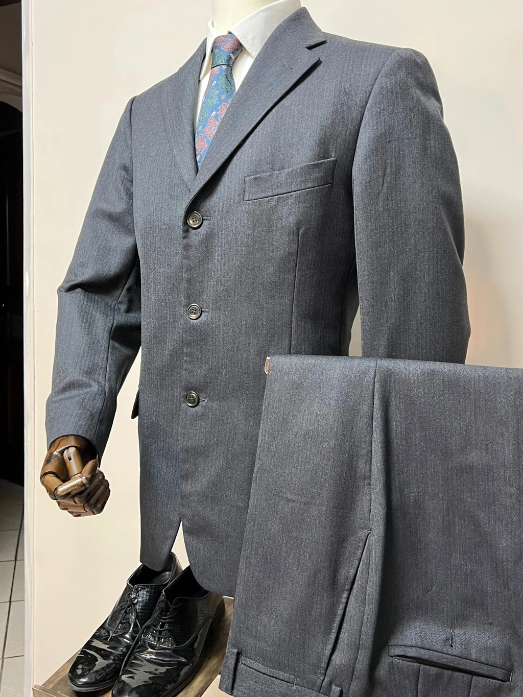 Abito Uomo BM Taurian milano Super 100's Grigio Gessato Elegante Taglia 52 (MA96)