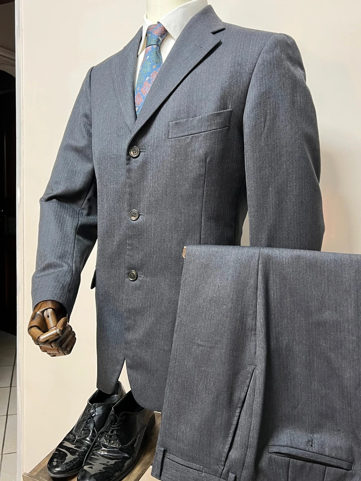 Abito Uomo BM Taurian milano Super 100's Grigio Gessato Elegante Taglia 52 (MA96)