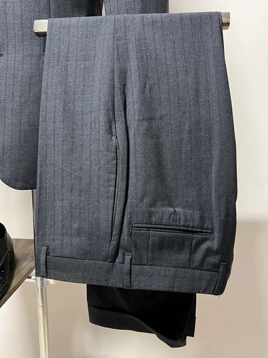Abito Uomo Piombo 100% Lana Made in Italy Grigio Gessato taglia 48 (MA100)