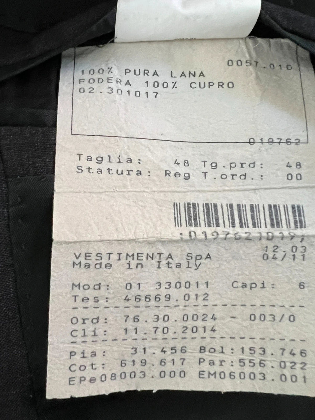 Abito Uomo Piombo 100% Lana Made in Italy Grigio Gessato taglia 48 (MA100)