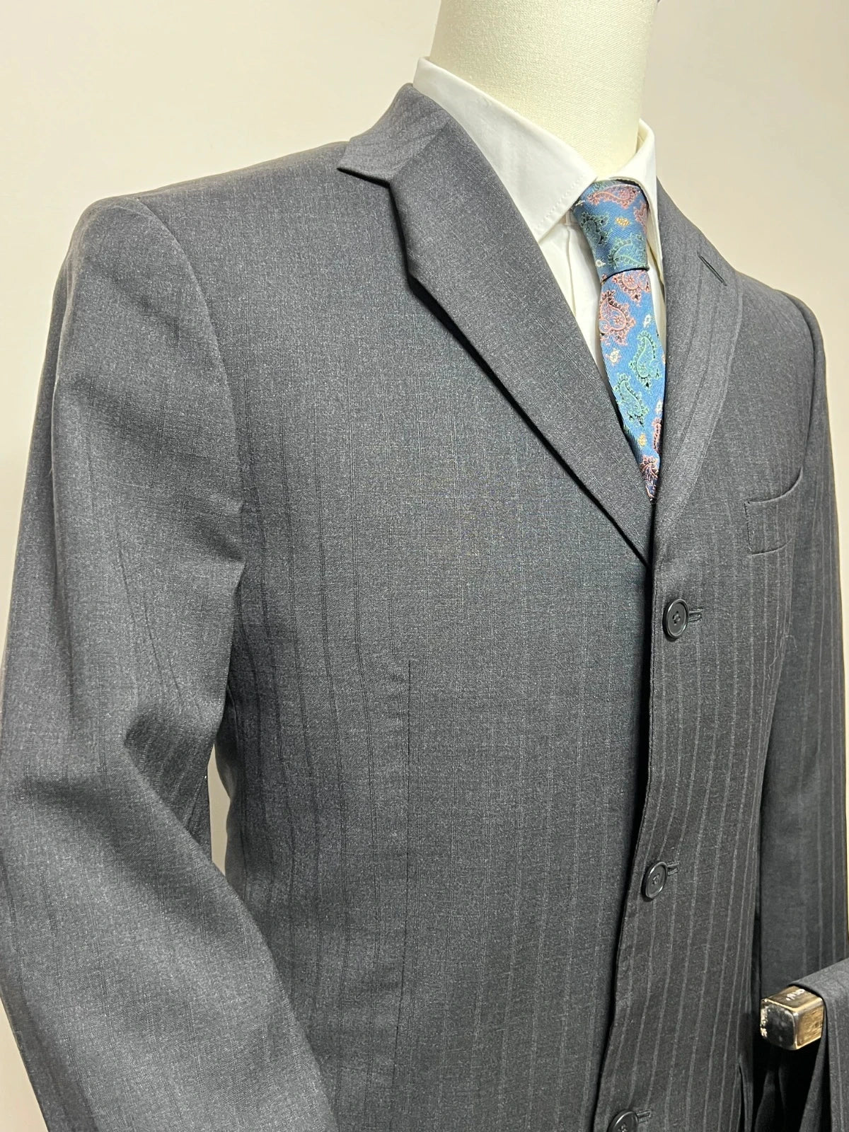 Abito Uomo Piombo 100% Lana Made in Italy Grigio Gessato taglia 48 (MA100)