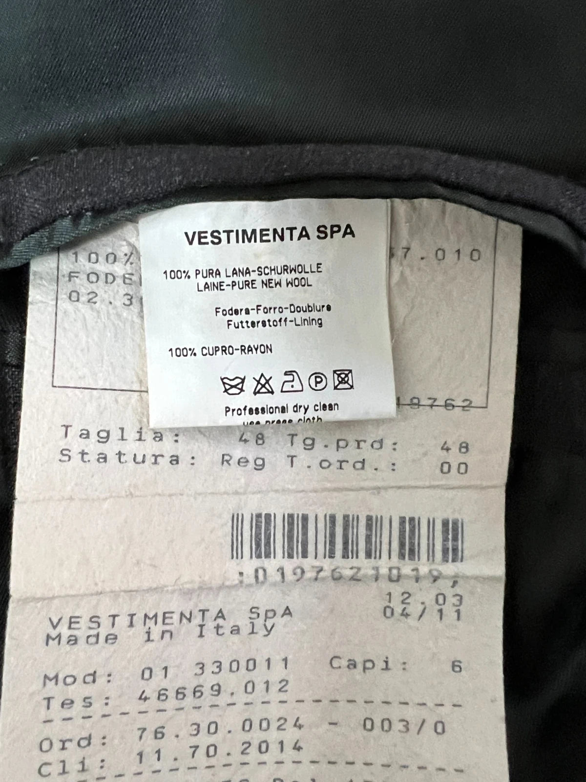 Abito Uomo Piombo 100% Lana Made in Italy Grigio Gessato taglia 48 (MA100)