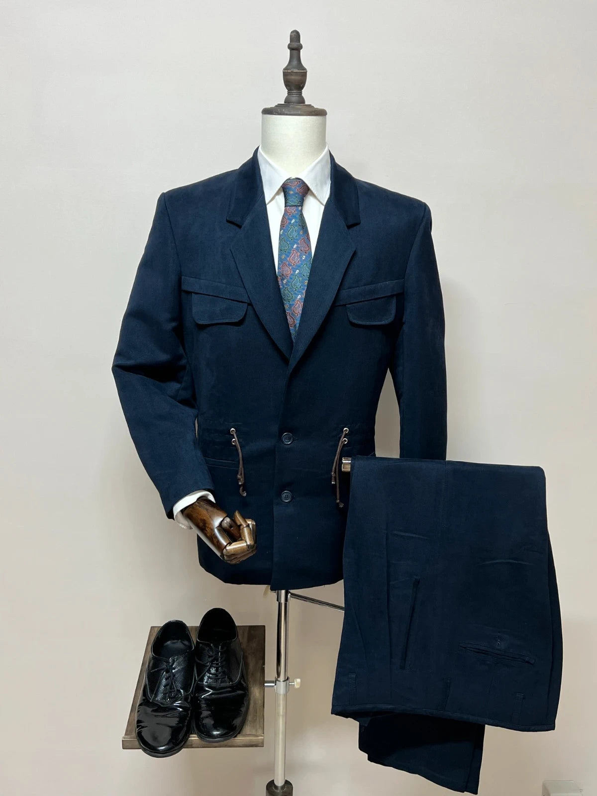 Abito Uomo Movie star Made in Italy Blu Navy Stile Safari Elegante (MA151)