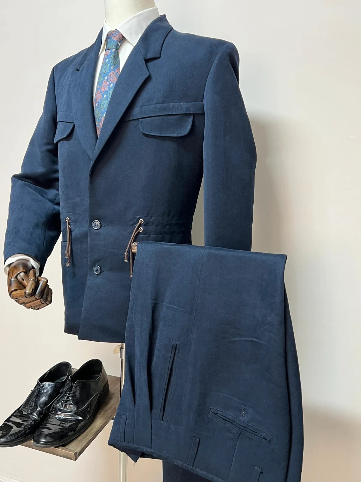 Abito Uomo Movie star Made in Italy Blu Navy Stile Safari Elegante (MA151)