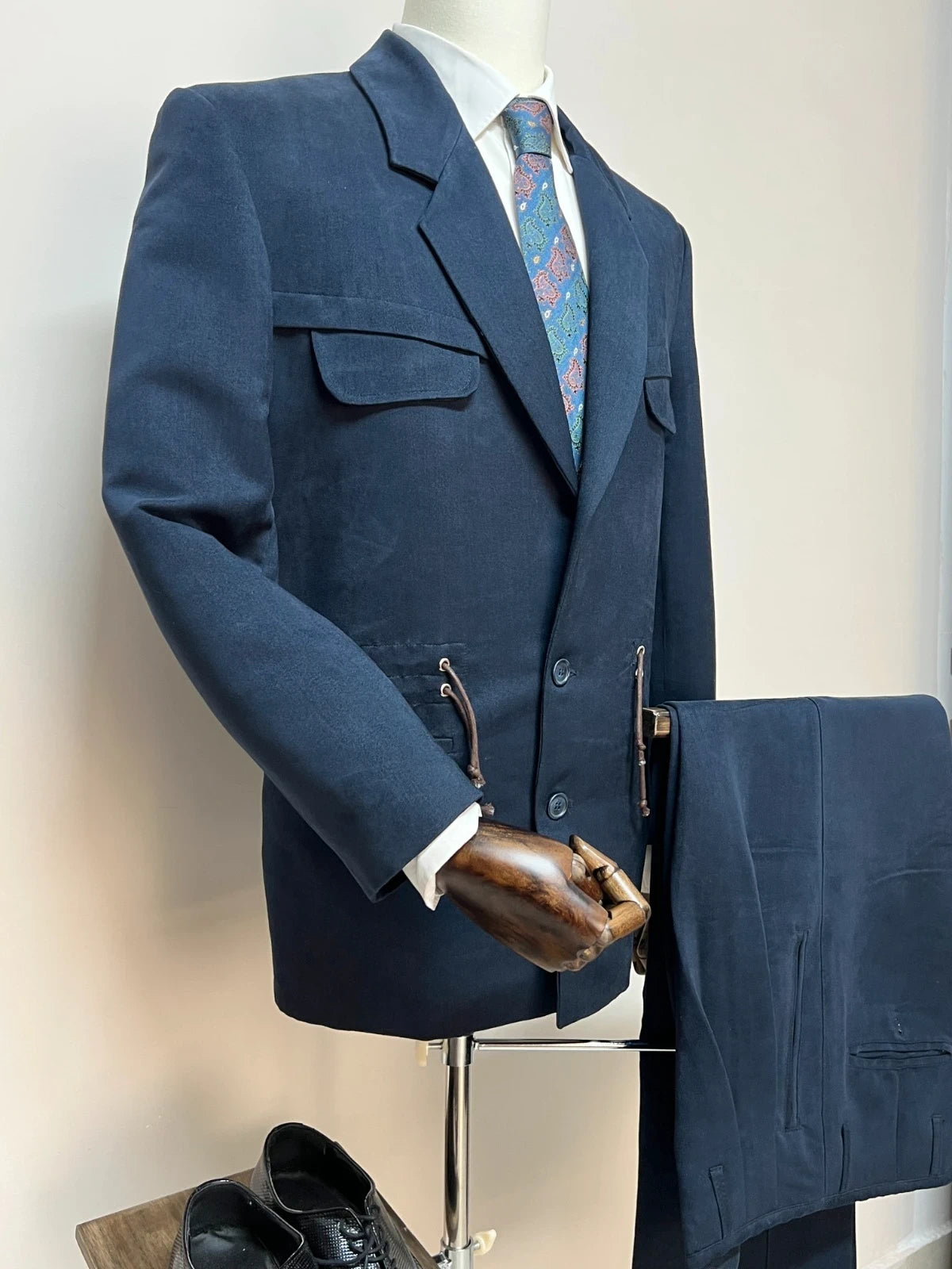 Abito Uomo Movie star Made in Italy Blu Navy Stile Safari Elegante (MA151)