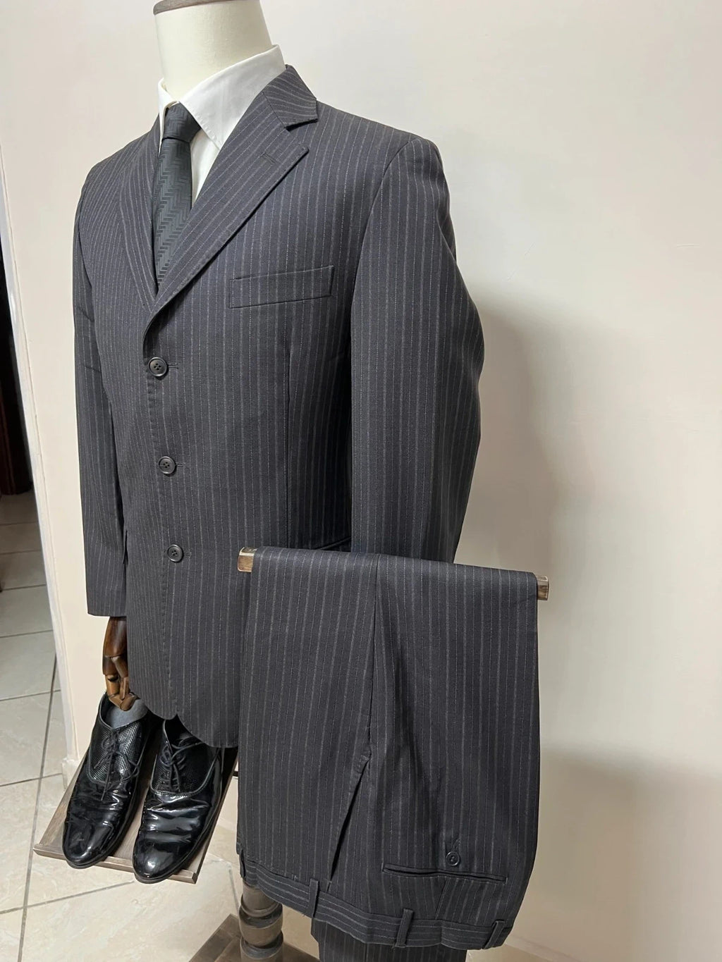 Abito Uomo bernardi Collection Super 100’s Lana Gessato Taglia 48 (MA42)