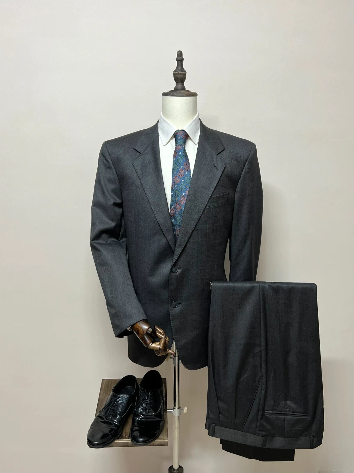 Abito Uomo Crespi Grigio Scuro lana e Seta Made in Italy (MA154)