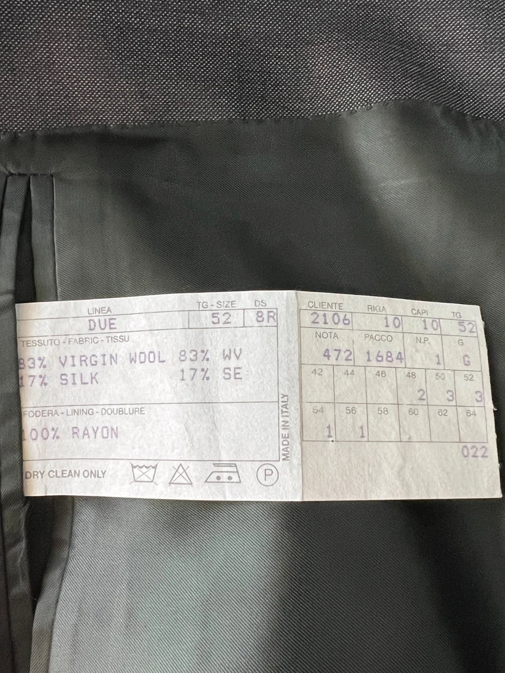 Abito Uomo Crespi Grigio Scuro lana e Seta Made in Italy (MA154)