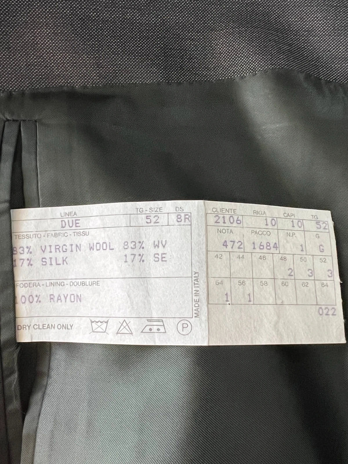 Abito Uomo Crespi Grigio Scuro lana e Seta Made in Italy (MA154)