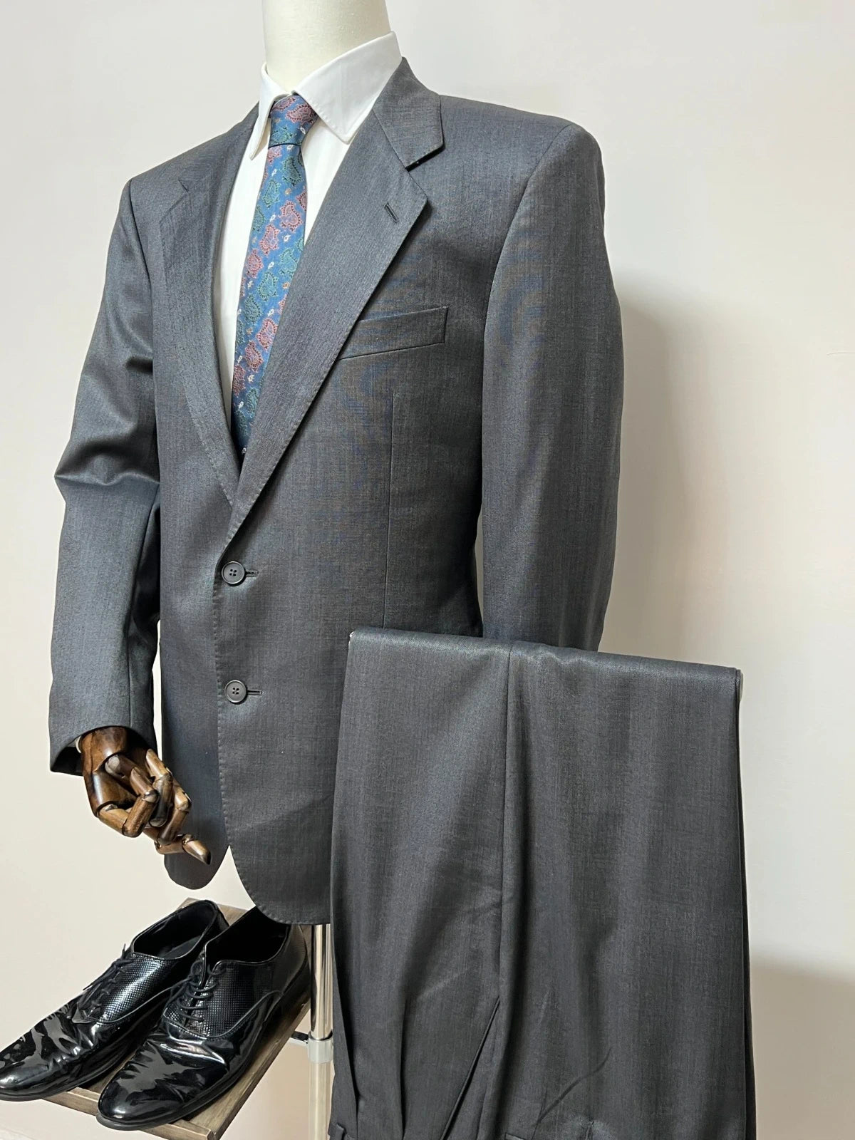 Abito Uomo Crespi Grigio Scuro lana e Seta Made in Italy (MA154)