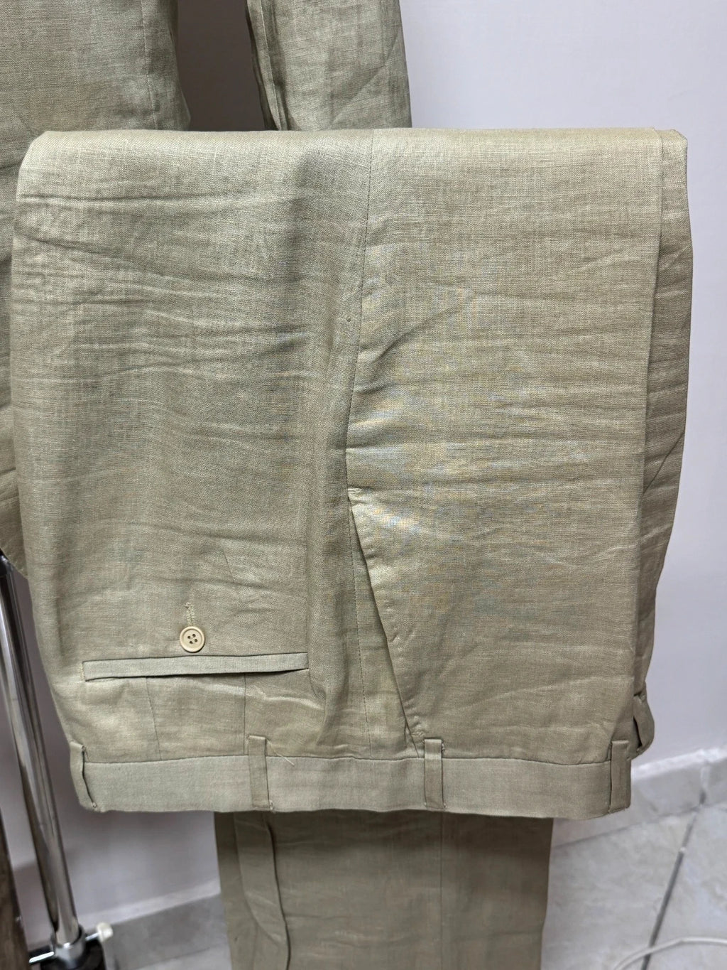 Abito Uomo 12 New Bond Street Puro Lino Beige Elegante Made in Italy Tg 52 (MA171)