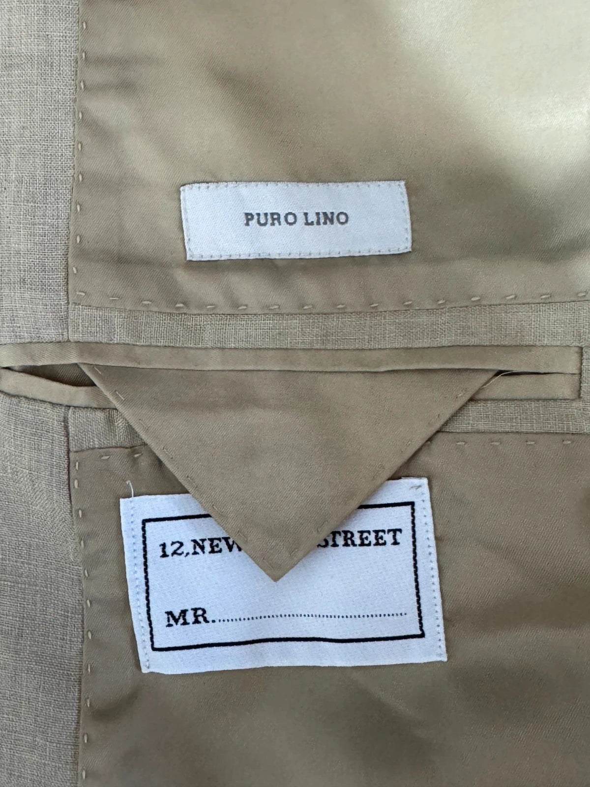 Abito Uomo 12 New Bond Street Puro Lino Beige Elegante Made in Italy Tg 52 (MA171)