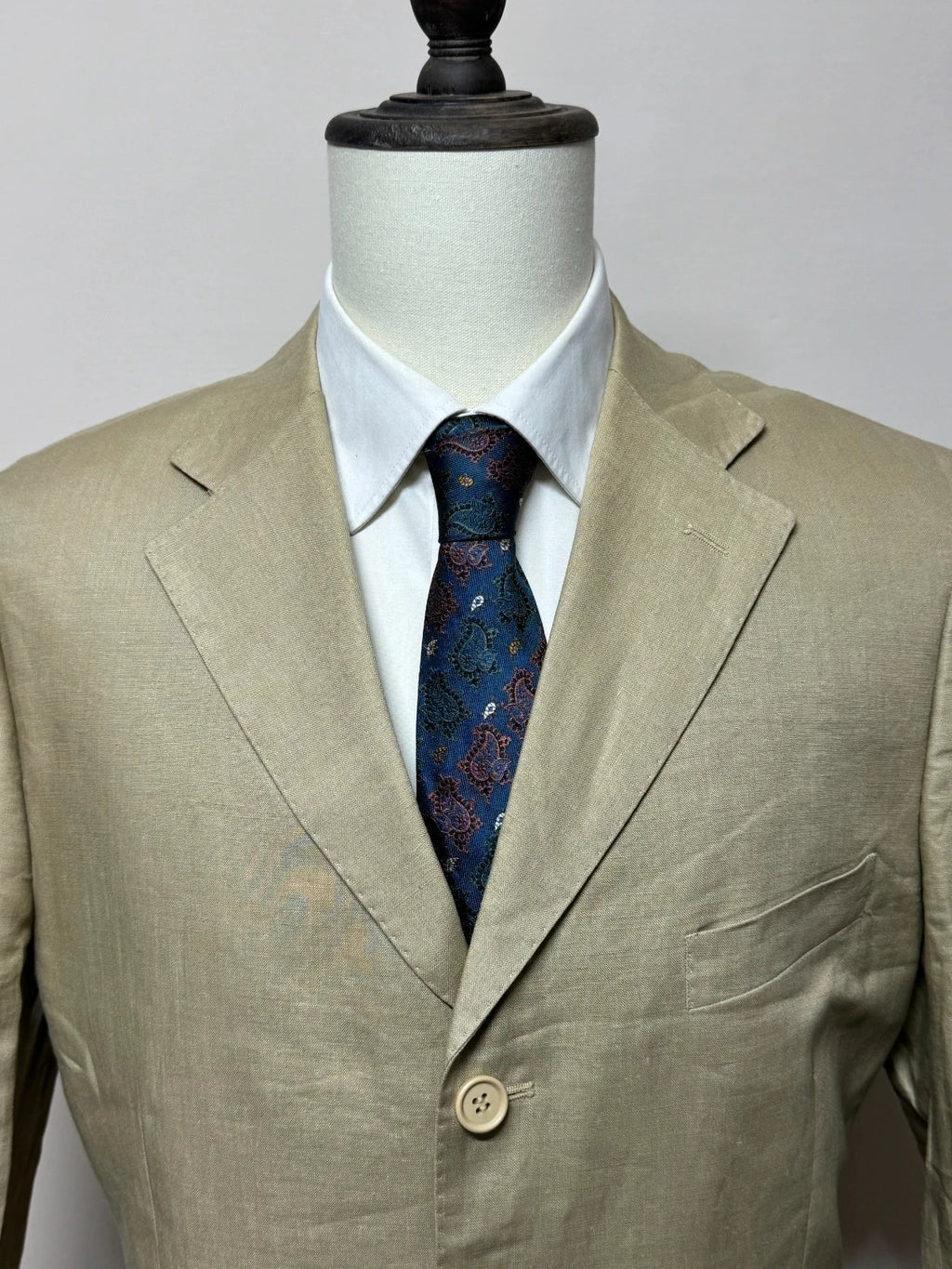 Abito Uomo 12 New Bond Street Puro Lino Beige Elegante Made in Italy Tg 52 (MA171)