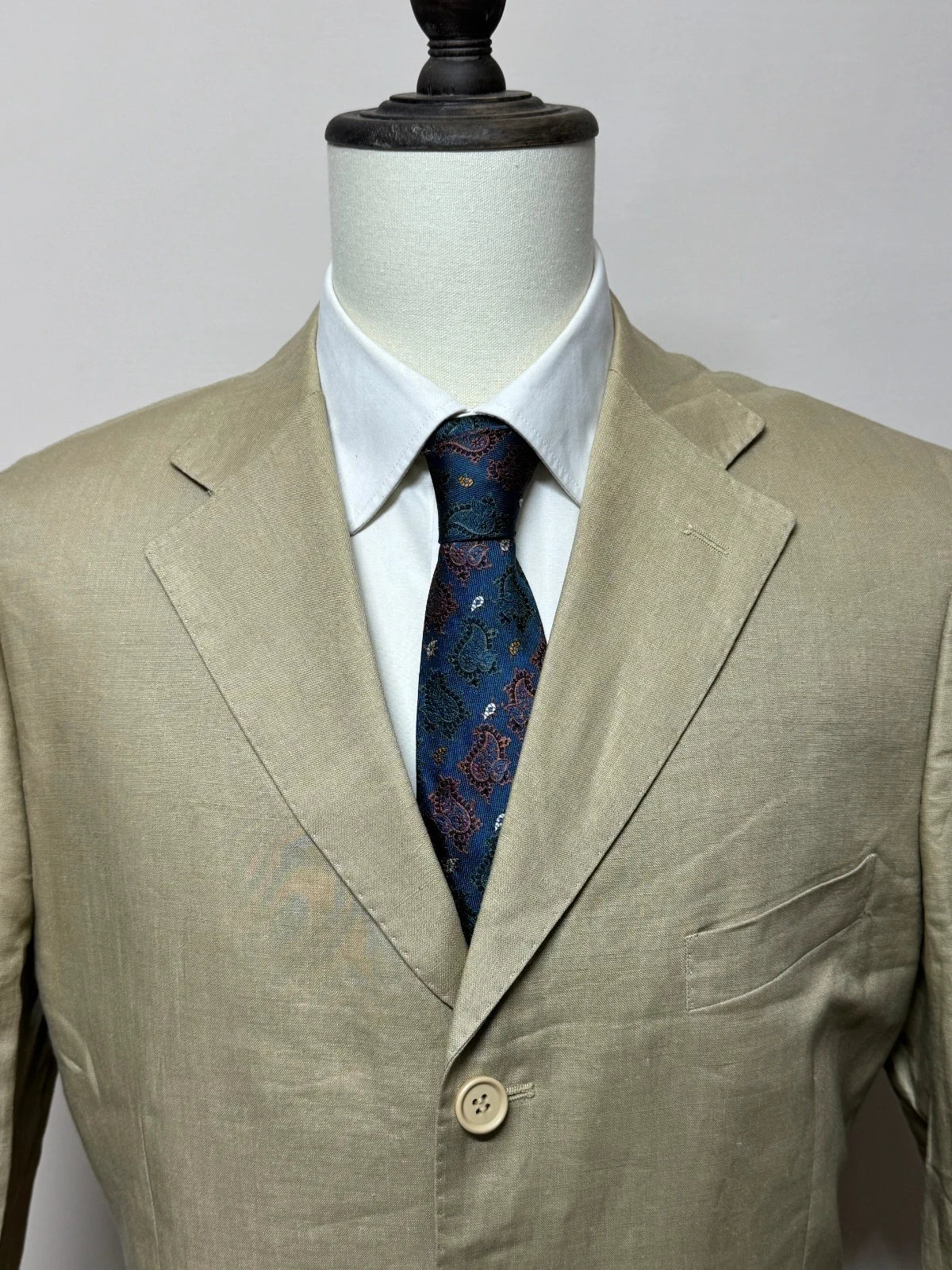 Abito Uomo 12 New Bond Street Puro Lino Beige Elegante Made in Italy Tg 52 (MA171)