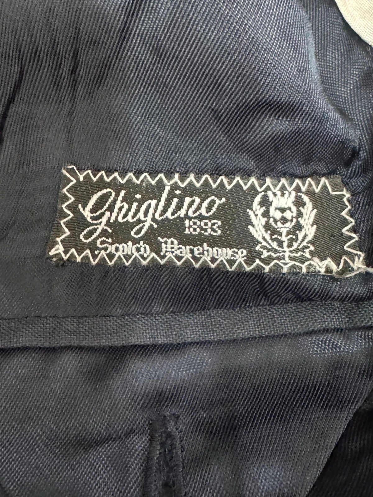 Abito Uomo Ghilino Santo Marchese Blu Lino Elegante Made in Italy Tg 44 (MA172)
