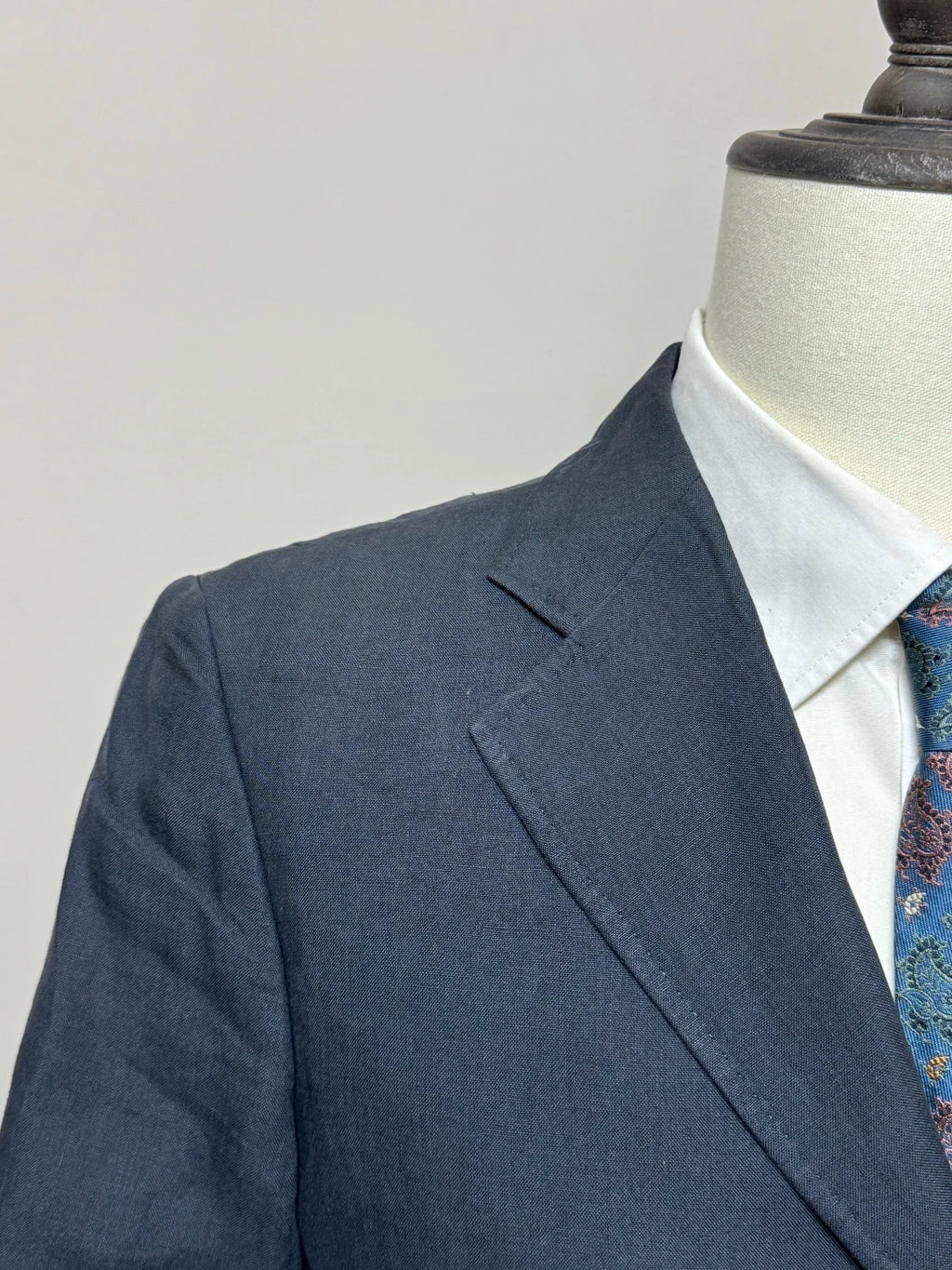 Abito Uomo Ghilino Santo Marchese Blu Lino Elegante Made in Italy Tg 44 (MA172)
