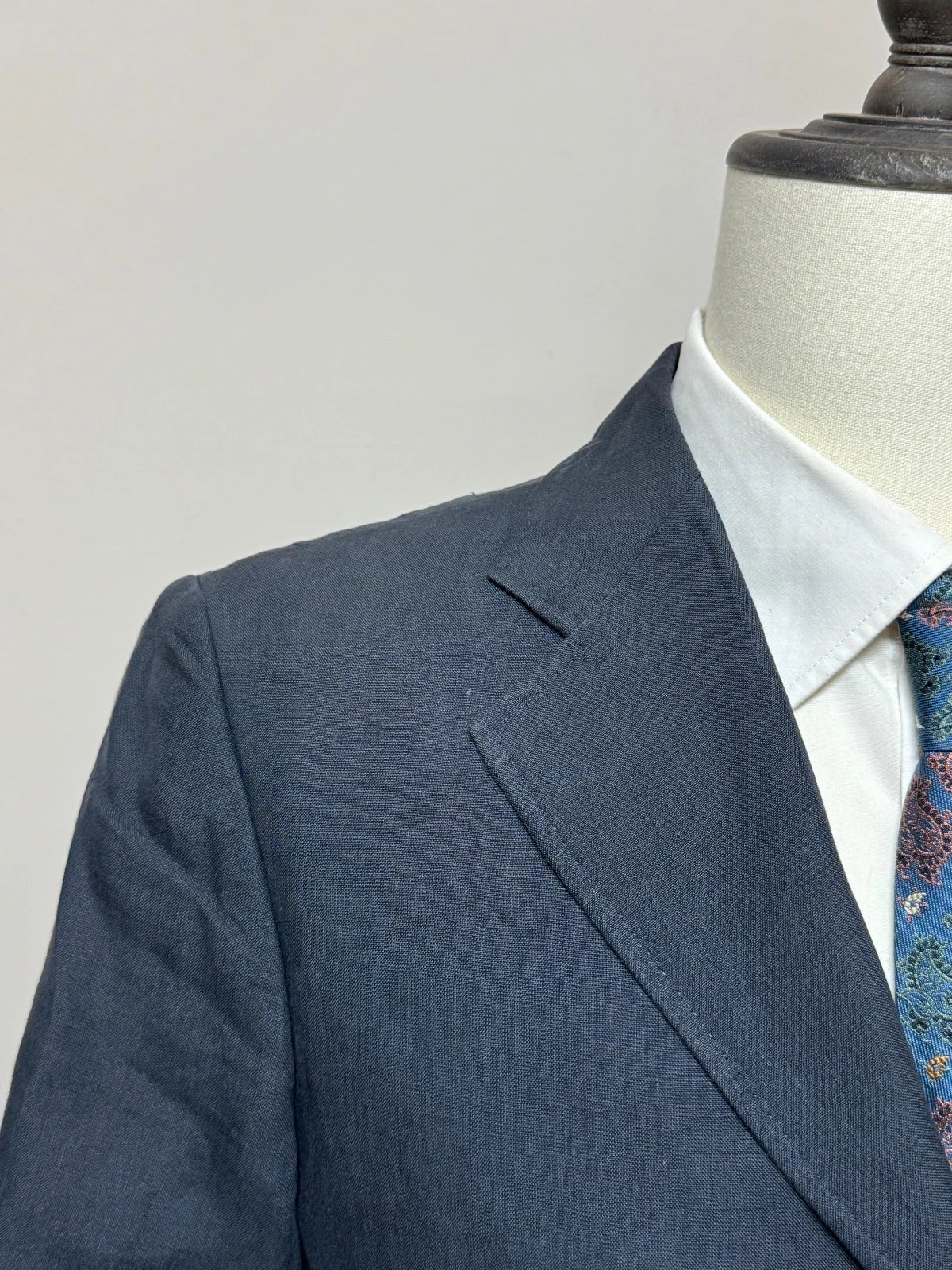 Abito Uomo Ghilino Santo Marchese Blu Lino Elegante Made in Italy Tg 44 (MA172)